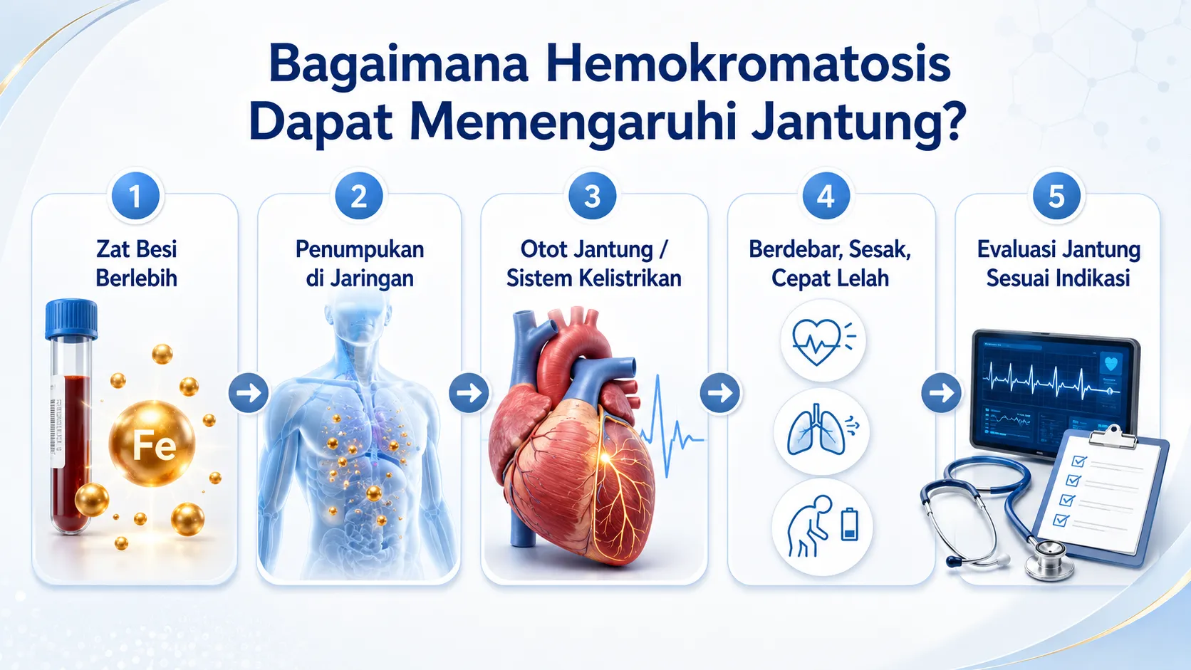 Infografis bagaimana hemokromatosis memengaruhi jantung